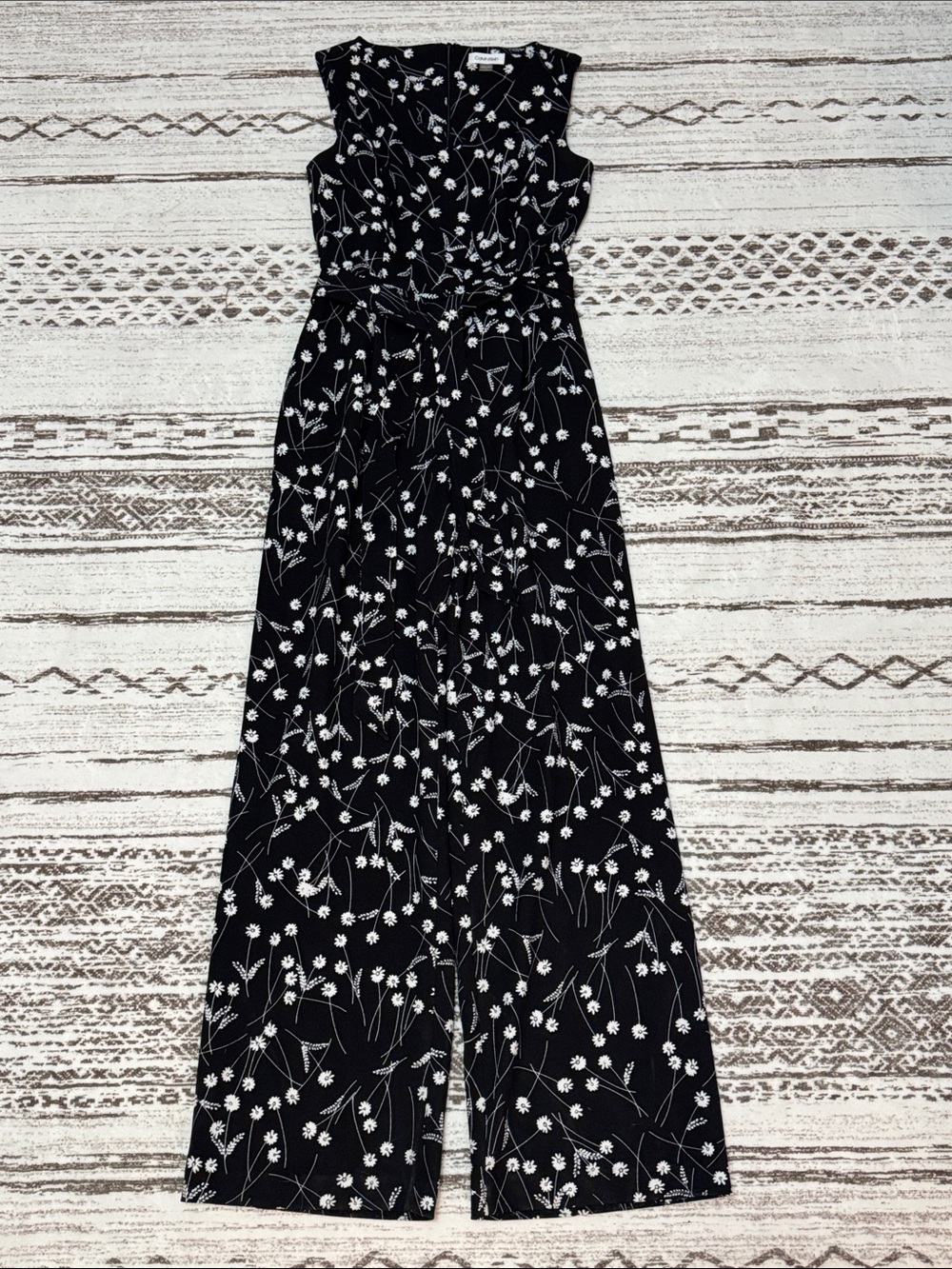 Calvin Klein Black Floral Sleeveless Jumpsuit